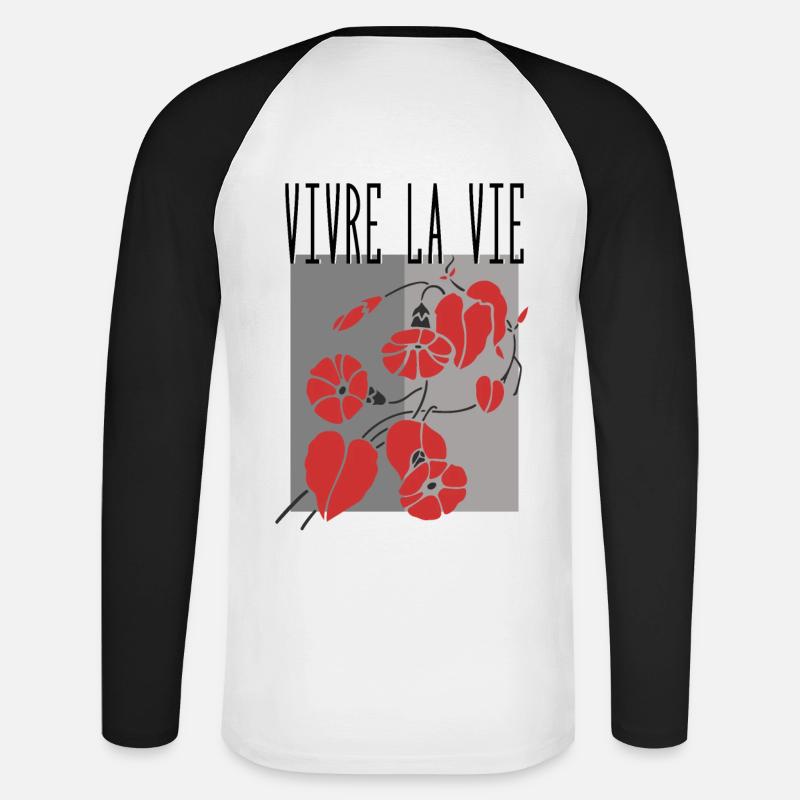 Lebe das Leben - Unisex Baseballshirt langarm - Weiß/Schwarz