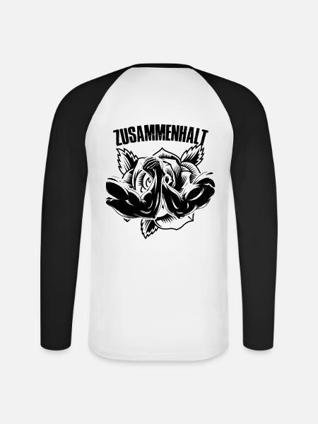 zusammenhalt rose - Unisex Baseballshirt langarm - Weiß/Schwarz