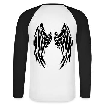 2reborn Wings Angel Flügel Engelflügel 13 - Unisex Baseballshirt langarm - Weiß/Schwarz - Hinten - Nik (191cm)