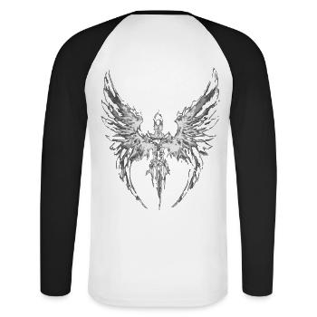 2reborn Angelwings Knight 01 3 - Unisex Baseballshirt langarm - Weiß/Schwarz - Hinten - Nik (191cm)