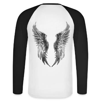 2reborn Wings Engel stab 2 - Unisex Baseballshirt langarm - Weiß/Schwarz - Hinten - Nik (191cm)