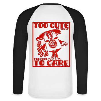trop mignonne pour décrocher le téléphone - T-shirt baseball manches longues Homme - blanc/noir - Dos - Nik (191cm)
