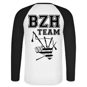 breizh Bretagne 12 - Unisex Baseballshirt langarm - Weiß/Schwarz - Hinten - Nik (191cm)
