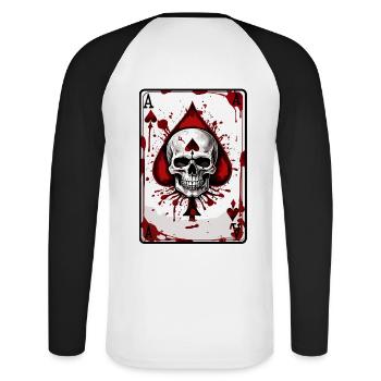 ASS - Unisex Baseballshirt langarm - Weiß/Schwarz - Hinten - Nik (191cm)
