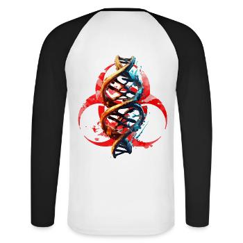 Mutant - Unisex Baseballshirt langarm - Weiß/Schwarz - Hinten - Nik (191cm)