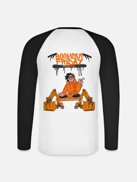 Boomsupfriday Dj - Unisex Long Sleeve Baseball T-Shirt - white/black