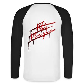 RE:Plagia Halloween - Unisex Baseballshirt langarm - Weiß/Schwarz - Hinten - Nik (191cm)