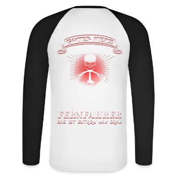 Fernfahrer sind fast Perfekt - Unisex Baseballshirt langarm - Weiß/Schwarz - Hinten - Nik (191cm)
