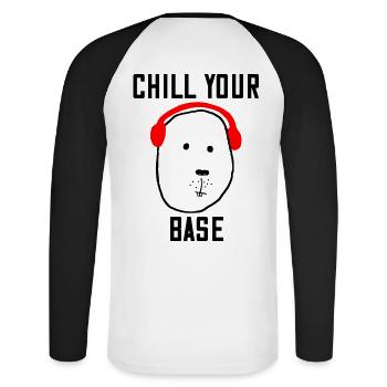 Hamster drôle - relaxez votre base - T-shirt baseball manches longues Homme - blanc/noir - Dos - Nik (191cm)
