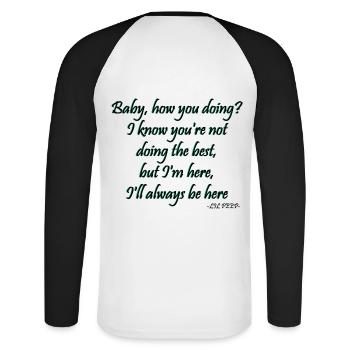 lil peep - right here lyrics - Unisex Long Sleeve Baseball T-Shirt - white/black - Back - Nik (191cm)
