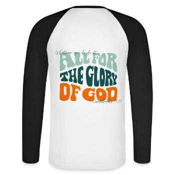 Tout pour la gloire de Dieu - UNITED - T-shirt baseball manches longues Homme - blanc/noir - Dos - Nik (191cm)