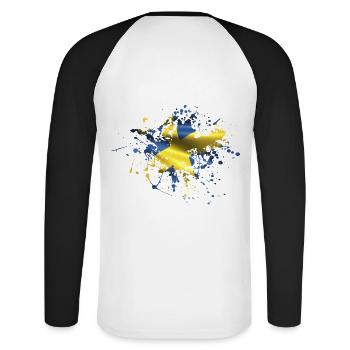 Sweden Sweden Nordic countries Scandinavia Viking Graffiti - Unisex Long Sleeve Baseball T-Shirt - white/black - Back - Nik (191cm)