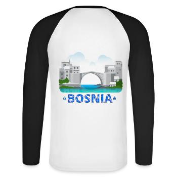 Bosnie - T-shirt baseball manches longues Homme - blanc/noir - Dos - Nik (191cm)