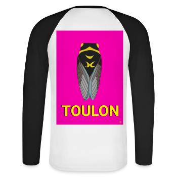 Cigale de Toulon - T-shirt baseball manches longues Homme - blanc/noir - Dos - Nik (191cm)