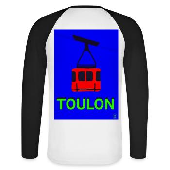 Téléphérique Toulon - T-shirt baseball manches longues Homme - blanc/noir - Dos - Nik (191cm)