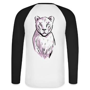 Tigre, Faune, Lion, Safari, Afrique, Animaux De Zoo - T-shirt baseball manches longues Homme - blanc/noir - Dos - Nik (191cm)