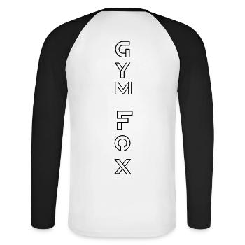 GYM FOX - Motivating Gym and Fitness Designs - Unisex Long Sleeve Baseball T-Shirt - white/black - Back - Nik (191cm)