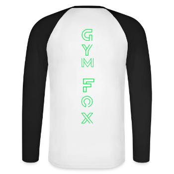 GYM FOX - Motivating Gym and Fitness Designs - Unisex Long Sleeve Baseball T-Shirt - white/black - Back - Nik (191cm)