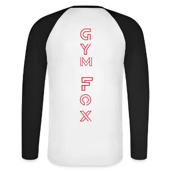 GYM FOX - Motivating Gym and Fitness Designs - Unisex Long Sleeve Baseball T-Shirt - white/black - Back - Nik (191cm)