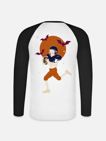 Halloween-Skeleton-Footballspieler - Unisex Baseballshirt langarm - Weiß/Schwarz