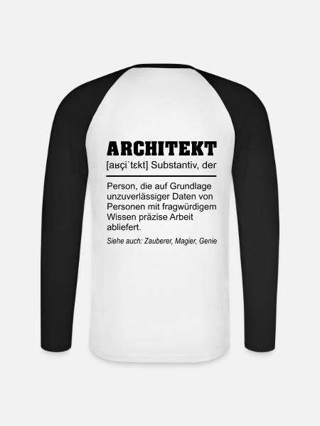 Architekt Definition Beruf Lustig - Unisex Baseballshirt langarm - Weiß/Schwarz