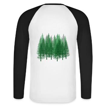 Forêt Nature Randonnée Forester Nature Conservation Sapin - T-shirt baseball manches longues Homme - blanc/noir - Dos - Nik (191cm)