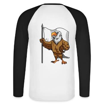 Proud Eagle with Peace Flag Bald Eagle - Unisex Long Sleeve Baseball T-Shirt - white/black - Back - Nik (191cm)