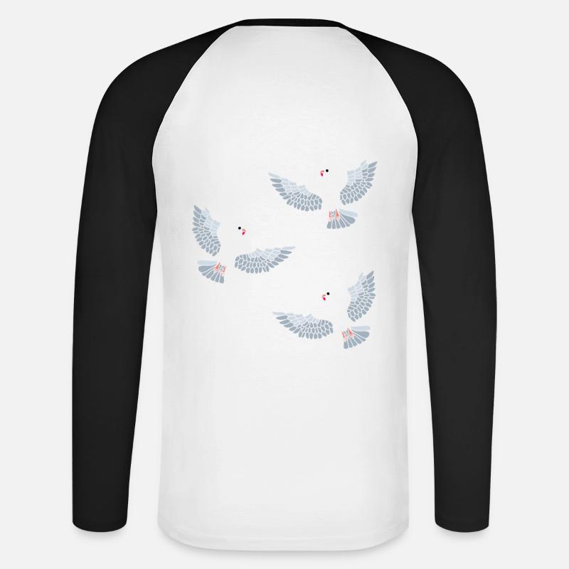 Piccioni piccione Immagine uccello Uccelli - Maglia da baseball a manica lunga da uomo - bianco/nero
