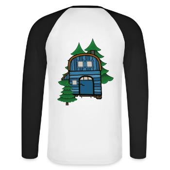 Freak Nature Lovers Construction Trailer Camping House Cabin - Unisex Long Sleeve Baseball T-Shirt - white/black - Back - Nik (191cm)