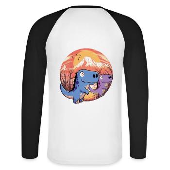Dragon Fairy Tale Character Fantasy Kids Dinos Baby - Unisex Long Sleeve Baseball T-Shirt - white/black - Back - Nik (191cm)