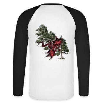 Animal mythique dragon fable dragon personnage de conte de fées dino - T-shirt baseball manches longues Homme - blanc/noir - Dos - Nik (191cm)