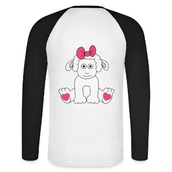 Sheep Drawing Hearts Easter Children Baby Lamb - Unisex Long Sleeve Baseball T-Shirt - white/black - Back - Nik (191cm)