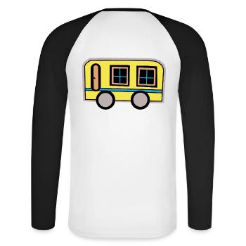 Caravane Camping-car Camping Retro des années 80 - T-shirt baseball manches longues Homme - blanc/noir - Dos - Nik (191cm)