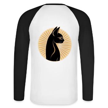 Egyptian Cat - Unisex Long Sleeve Baseball T-Shirt - white/black - Back - Nik (191cm)