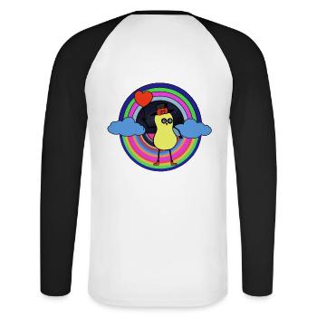 Peanut Dream Nut Kids Good Night Rainbow - T-shirt baseball manches longues Homme - blanc/noir - Dos - Nik (191cm)