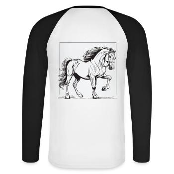 Horse, Horses, Pony, Stallion, Ross, Horse - Unisex Long Sleeve Baseball T-Shirt - white/black - Back - Nik (191cm)