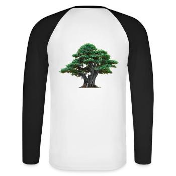 Asien Japan Baum Japanisch Flora Natur Bäume - Unisex Baseballshirt langarm - Weiß/Schwarz - Hinten - Nik (191cm)