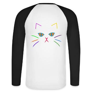 Colorful Cats Face Cat Kitten - Unisex Long Sleeve Baseball T-Shirt - white/black - Back - Nik (191cm)
