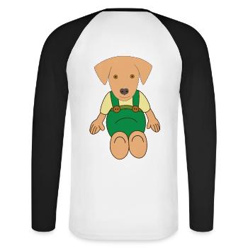 Little cute dog drawing - Unisex Long Sleeve Baseball T-Shirt - white/black - Back - Nik (191cm)