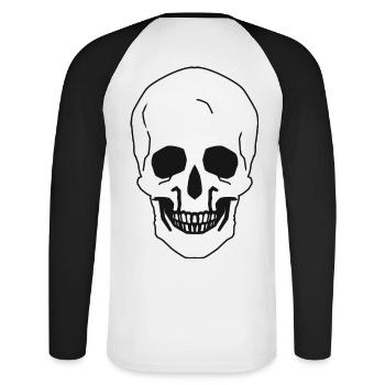 Crâne Mort Die Cimetière Crâne Halloween - T-shirt baseball manches longues Homme - blanc/noir - Dos - Nik (191cm)