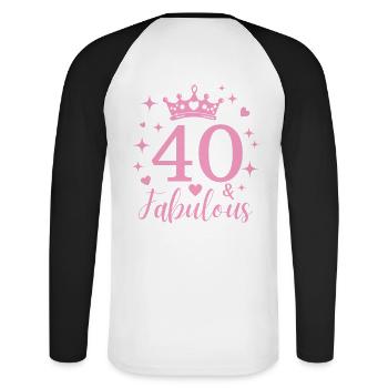Fabelhafte 40. 40. Geburtstag - Unisex Baseballshirt langarm - Weiß/Schwarz - Hinten - Nik (191cm)