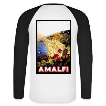 Vintage Travel Poster Italy - Unisex Long Sleeve Baseball T-Shirt - white/black - Back - Nik (191cm)