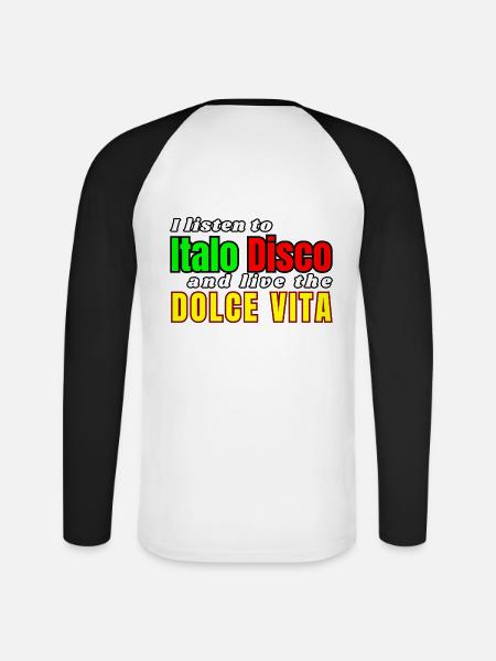 Chemise Italo Disco Dolce Vita - T-shirt baseball manches longues Homme - blanc/noir