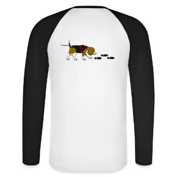 Mantrailing Beagle - T-shirt baseball manches longues Homme - blanc/noir - Dos - Nik (191cm)