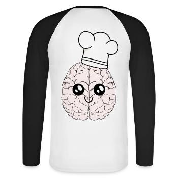 Brain chef chef hat smart cooking culinary art - Unisex Long Sleeve Baseball T-Shirt - white/black - Back - Nik (191cm)
