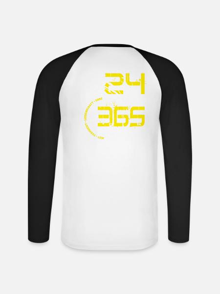 Feuerwehr - 24 Tage 365 Stunden - Unisex Baseballshirt langarm - Weiß/Schwarz