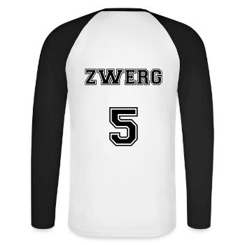  Zwerg 5 - Unisex Baseballshirt langarm - Weiß/Schwarz - Hinten - Nik (191cm)