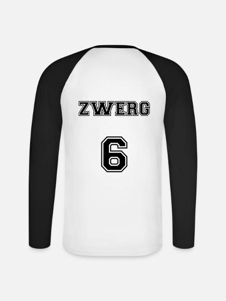Zwerg 6 - Unisex Baseballshirt langarm - Weiß/Schwarz