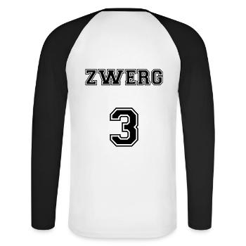  Zwerg 3 - Unisex Baseballshirt langarm - Weiß/Schwarz - Hinten - Nik (191cm)