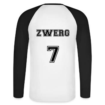  Zwerg 7 - Unisex Baseballshirt langarm - Weiß/Schwarz - Hinten - Nik (191cm)